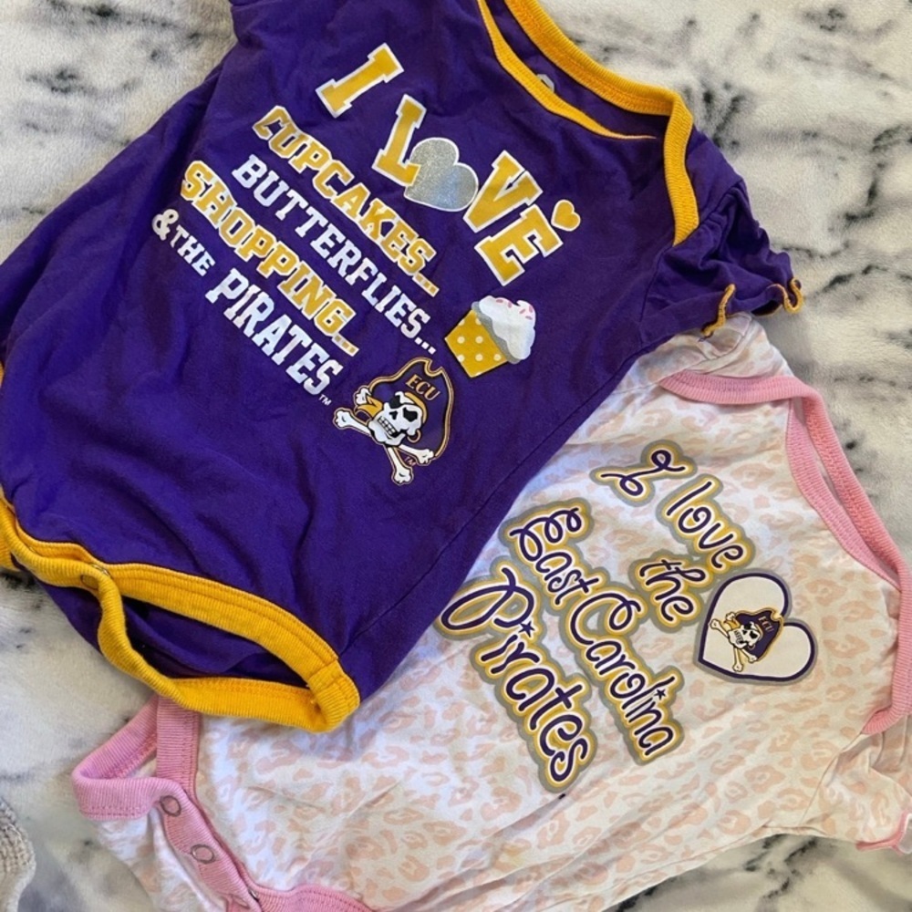 Purple and White Bodysuit Set with Playful Designs